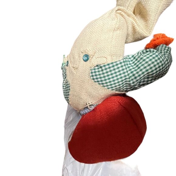 Folk Art Pumpkin Doll Jack O’Lantern Handmade Burlap Wire Gingham Primitive - Picture 5 of 14